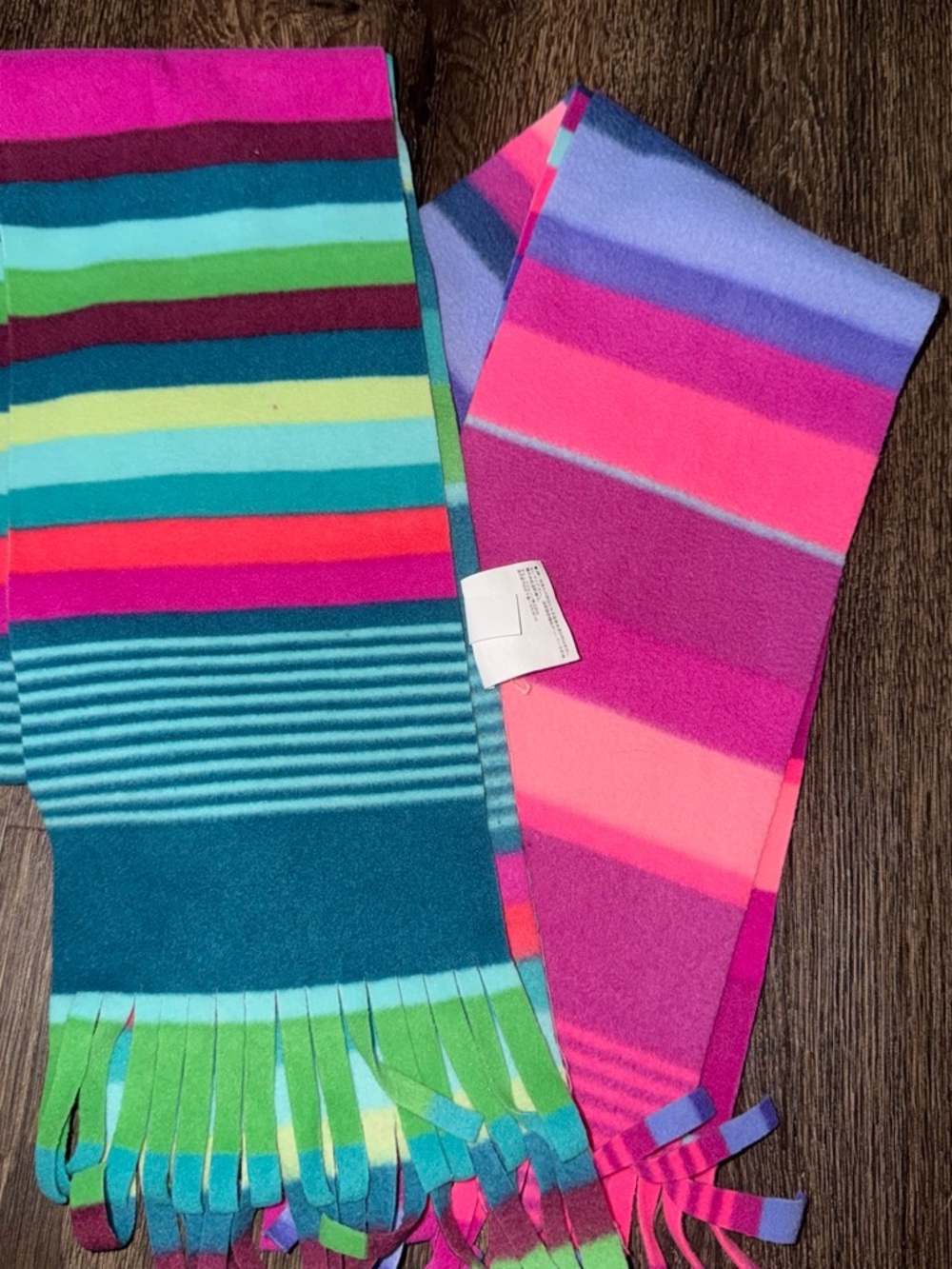 Old Navy Kids Bright Multicolor Striped Fleece Scarf - Pink, Teal & Purple